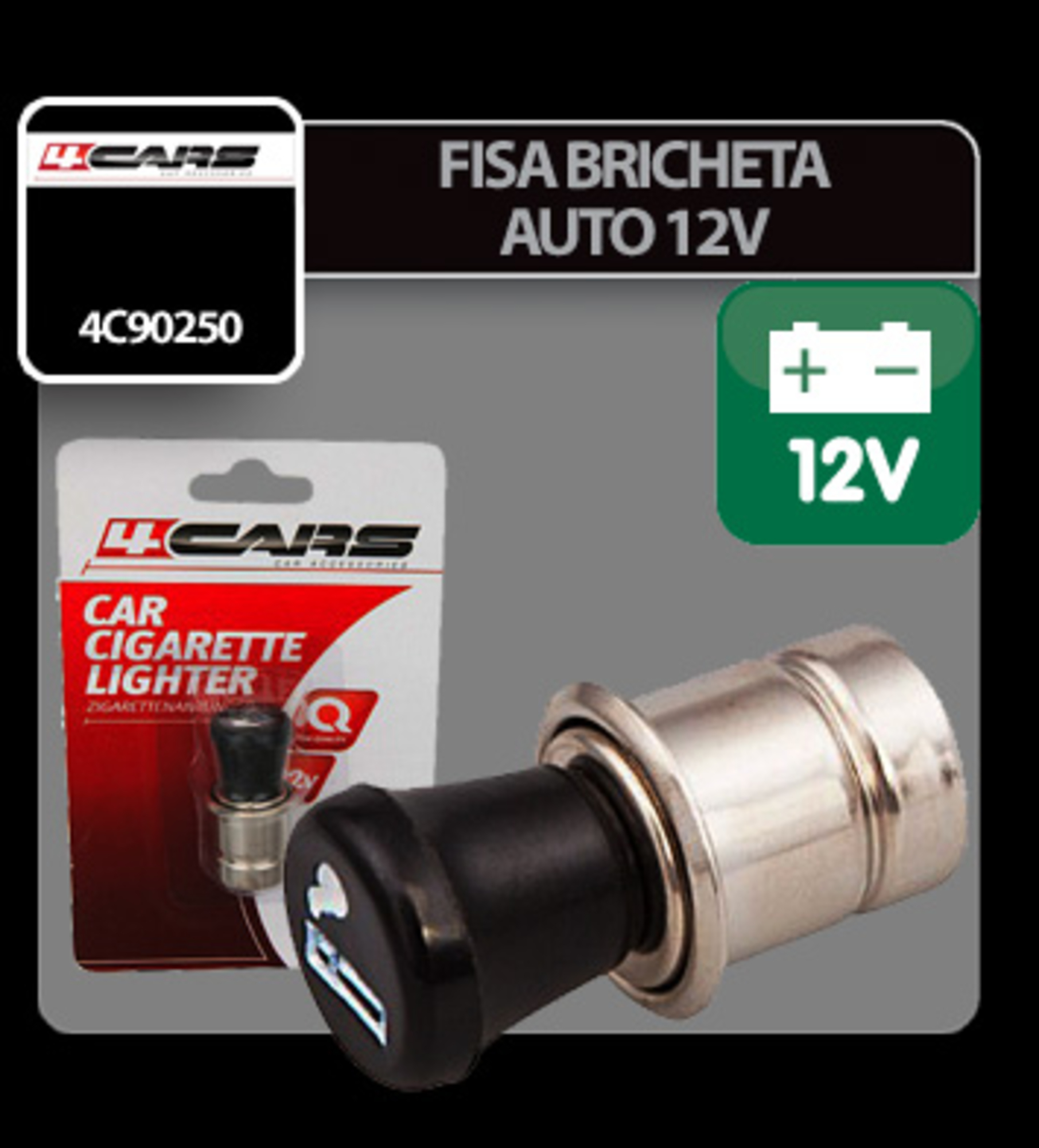 Fisa bricheta auto 4cars - Ø 22mm - 12v