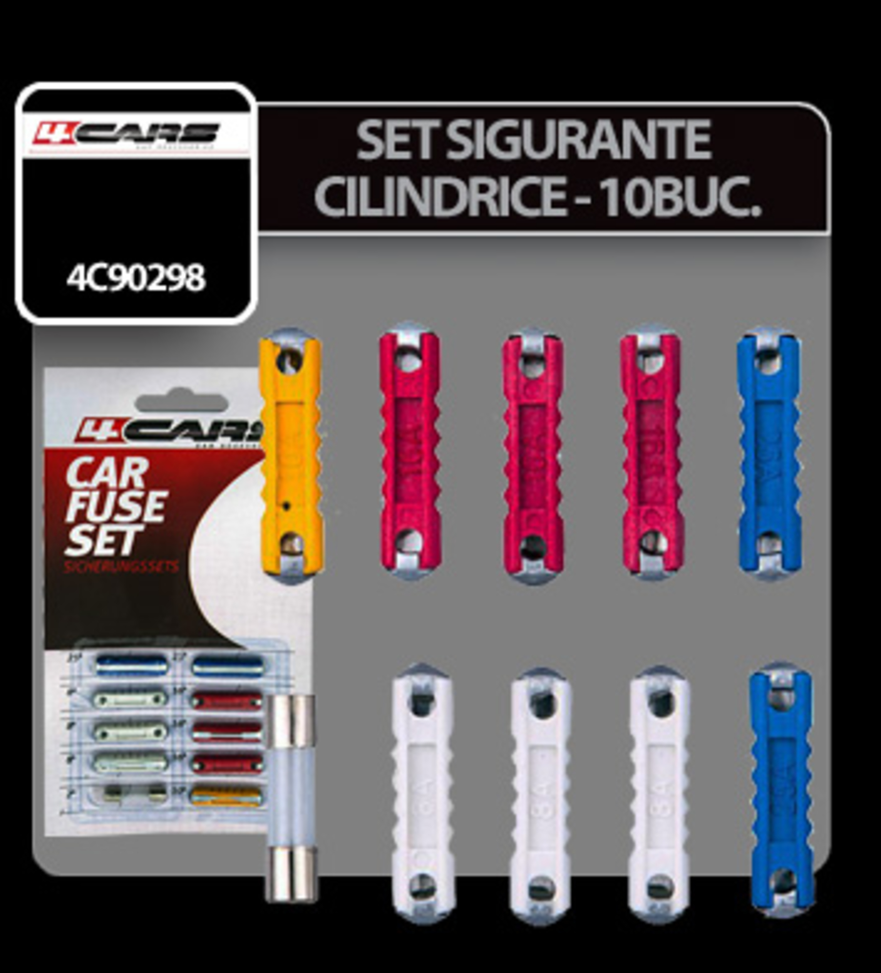 Set sigurante cilindrice 10buc - 4cars