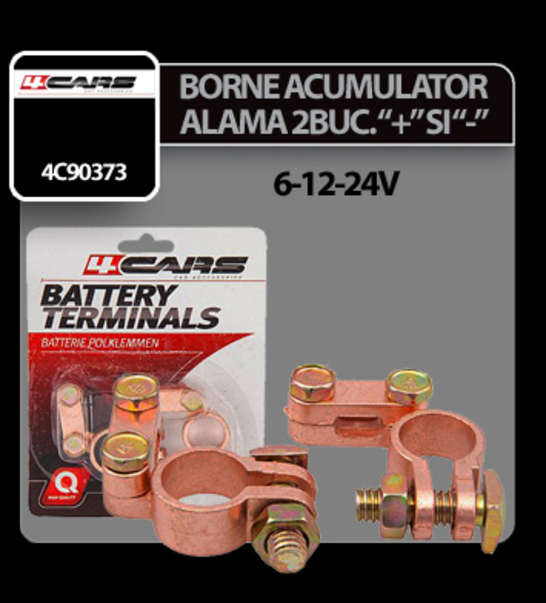 Borne acumulator alama 4cars 2buc