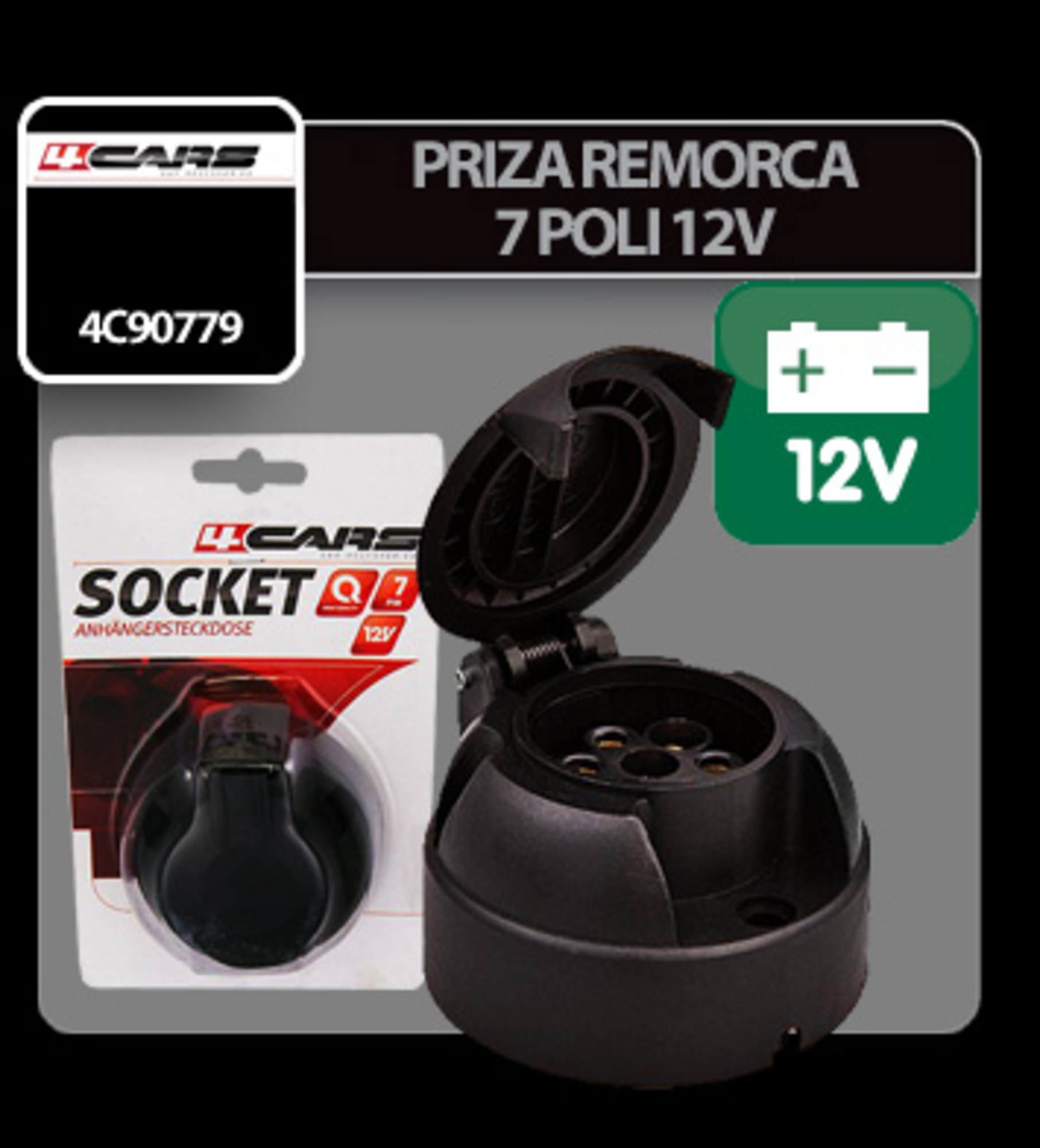 Priza remorca plastic 7 poli 4cars 12v