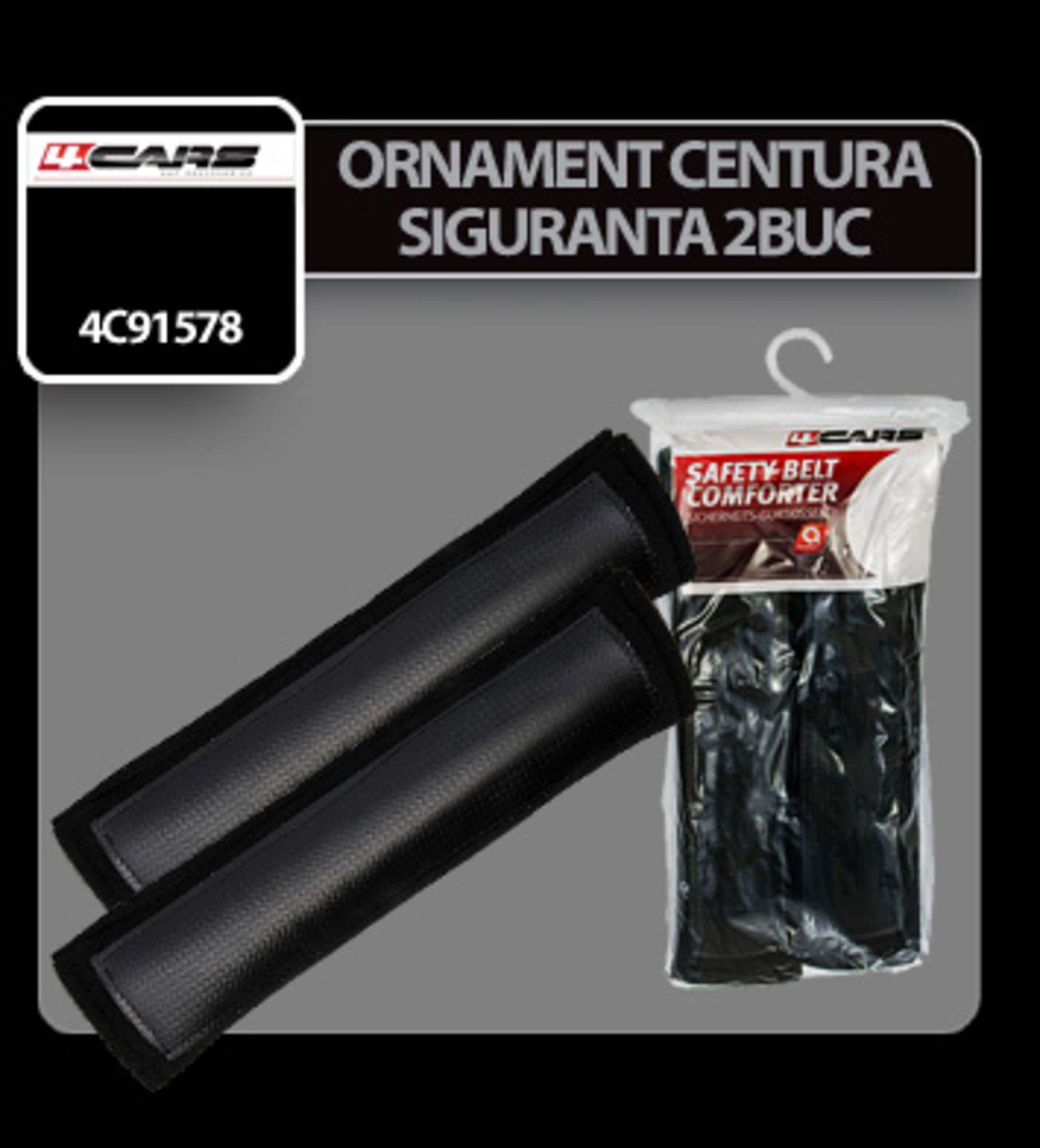 Ornament centura siguranta 2buc 4cars - negru