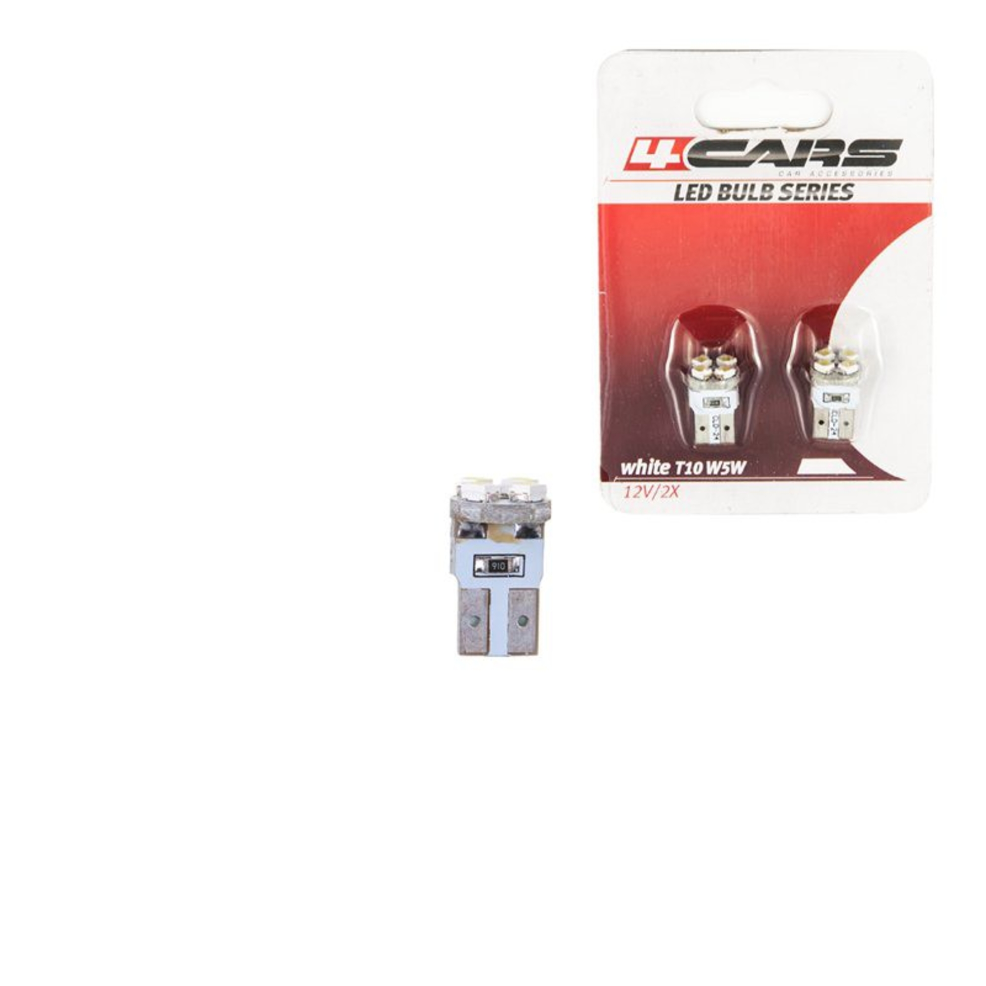 Bec led - 4smd 12v pozitie t10 w2,1x9,5d 2buc 4cars - alb