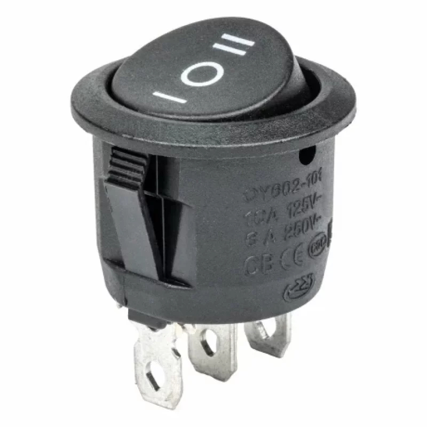 Intrerupator basculant rotund cu 3 pozitii 12/24v