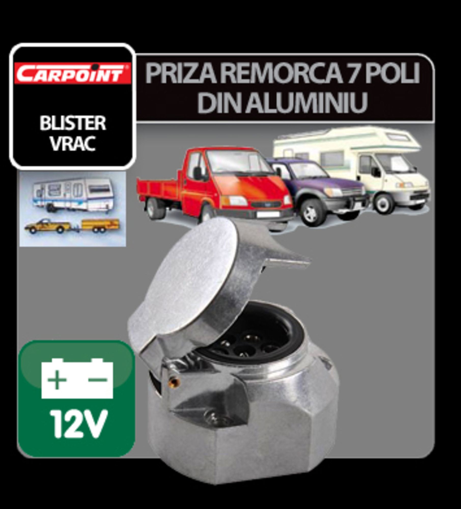 Priza remorca aluminiu 7 poli carpoint 12v - blister