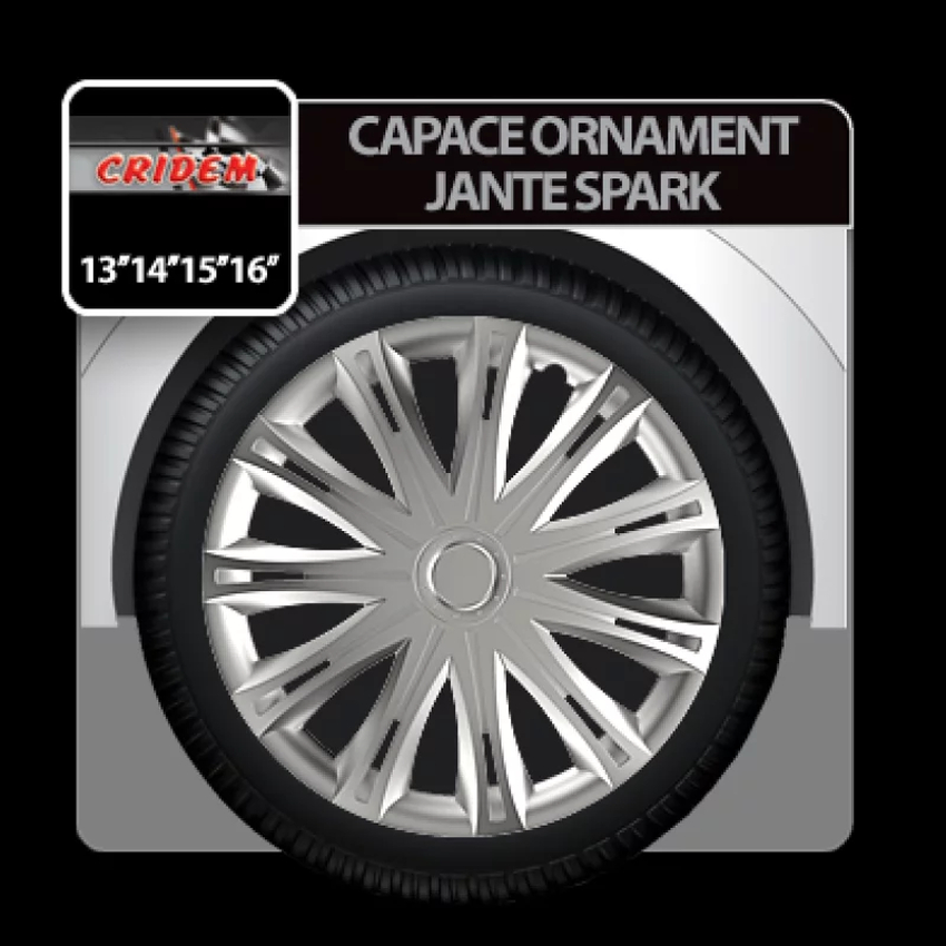 Capace roti auto spark 4buc - argintiu - 15''