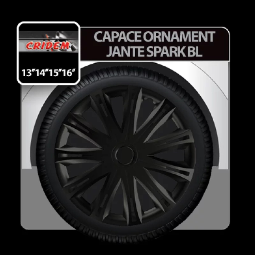 Capace roti auto spark bl 4buc - negru - 15''