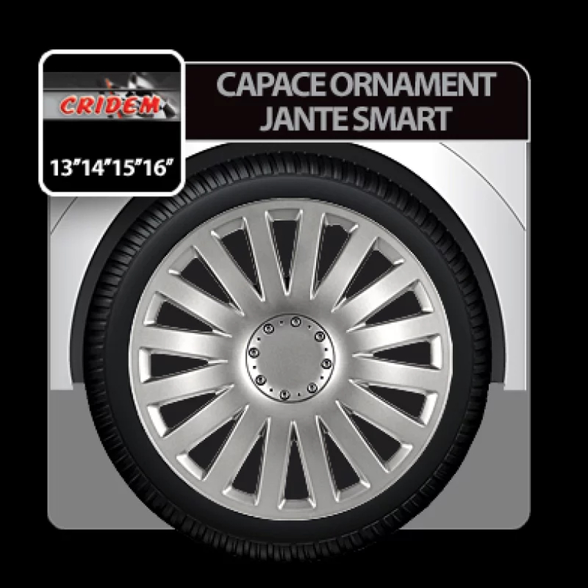 Capace roti auto smart 4buc - argintiu - 15''