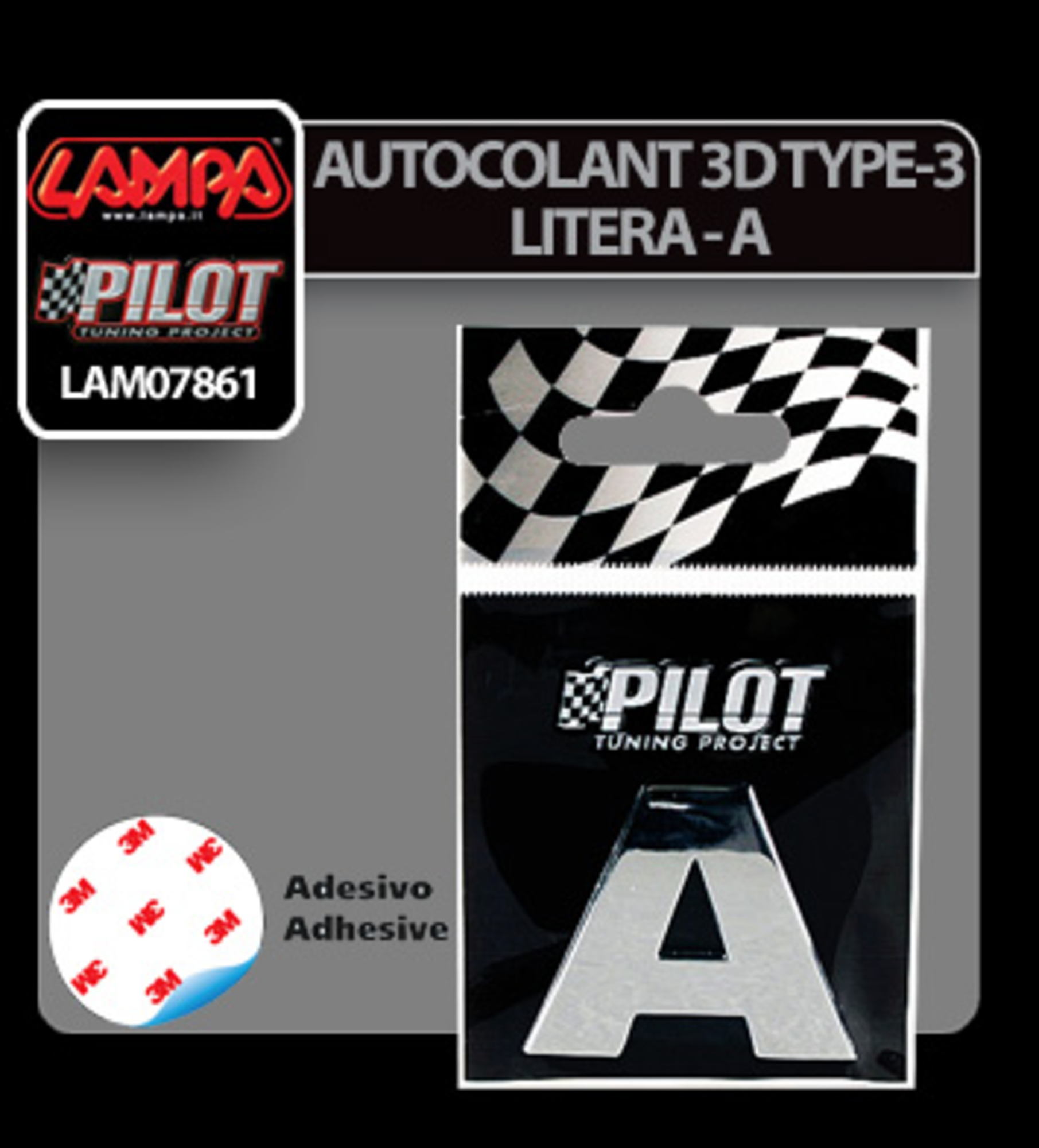 Autocolant 3d crom type-3 (28mm) litera - a