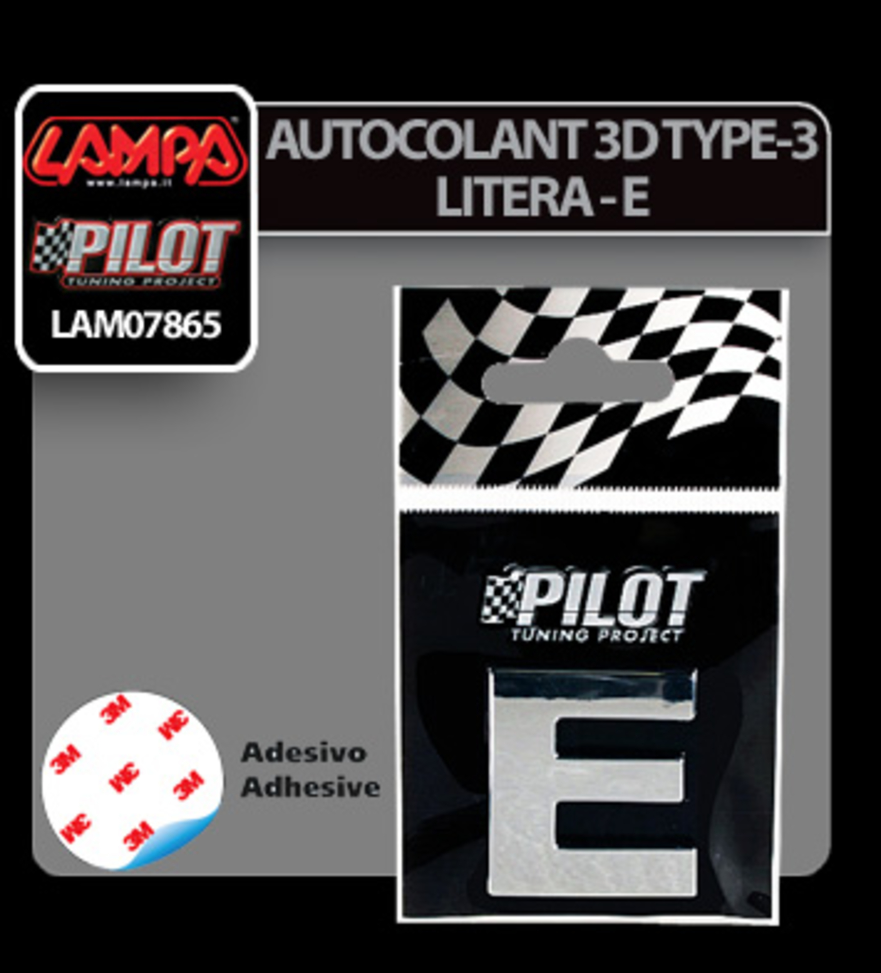 Autocolant 3d crom type-3 (28mm) litera - e