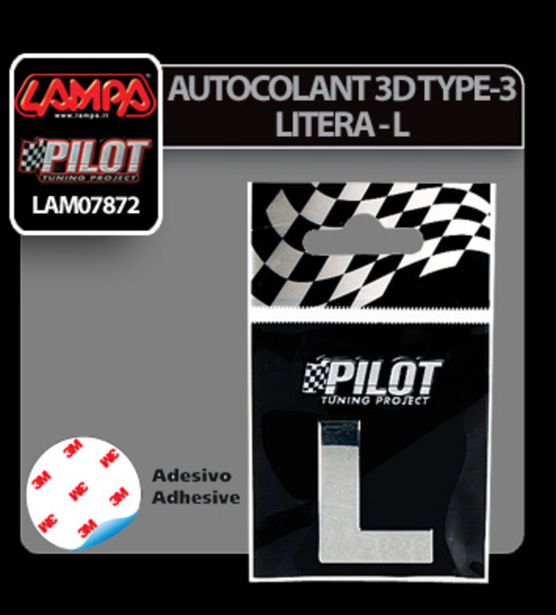 Autocolant 3d crom type-3 (28mm) litera - l
