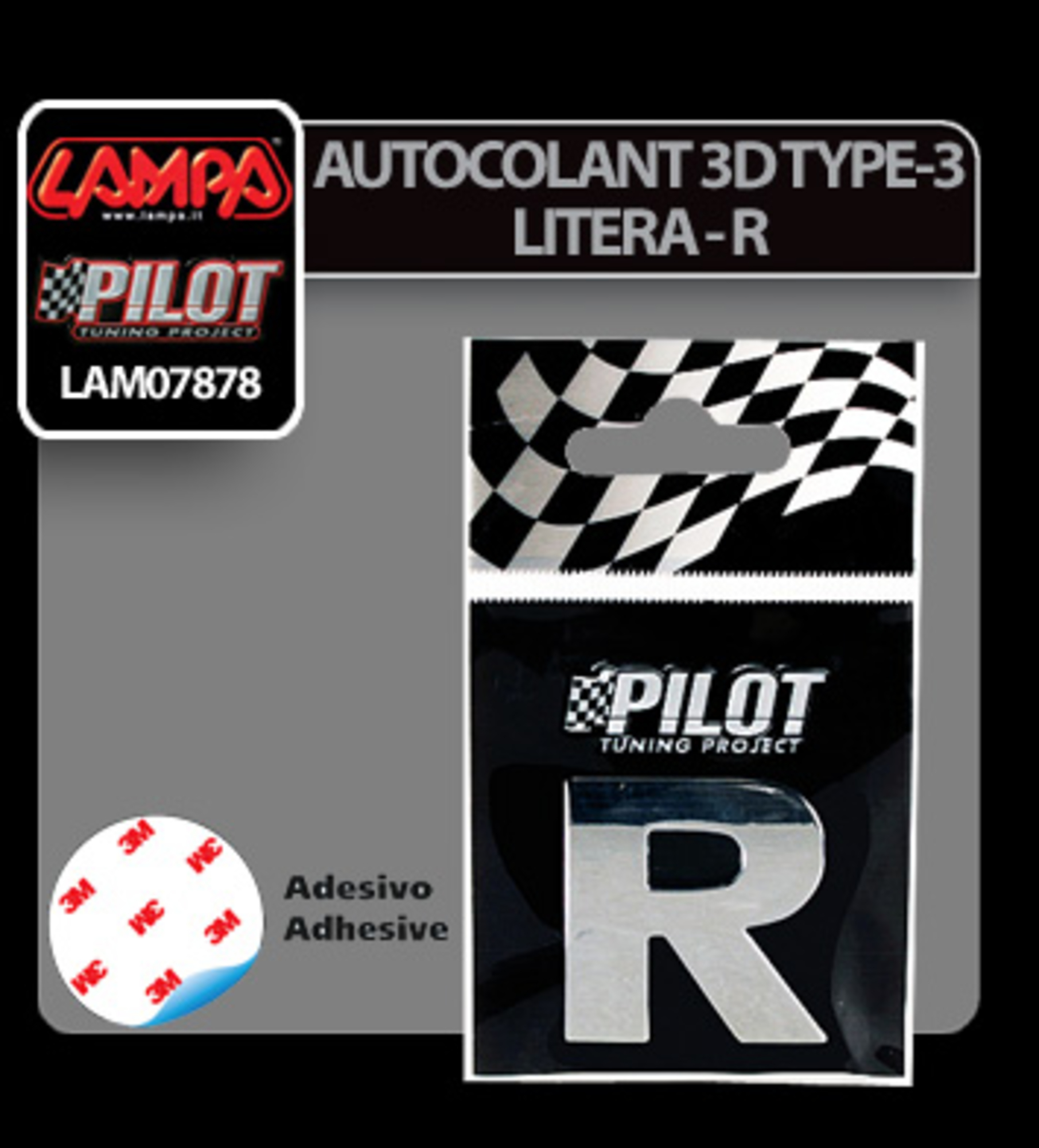 Autocolant 3d crom type-3 (28mm) litera - r