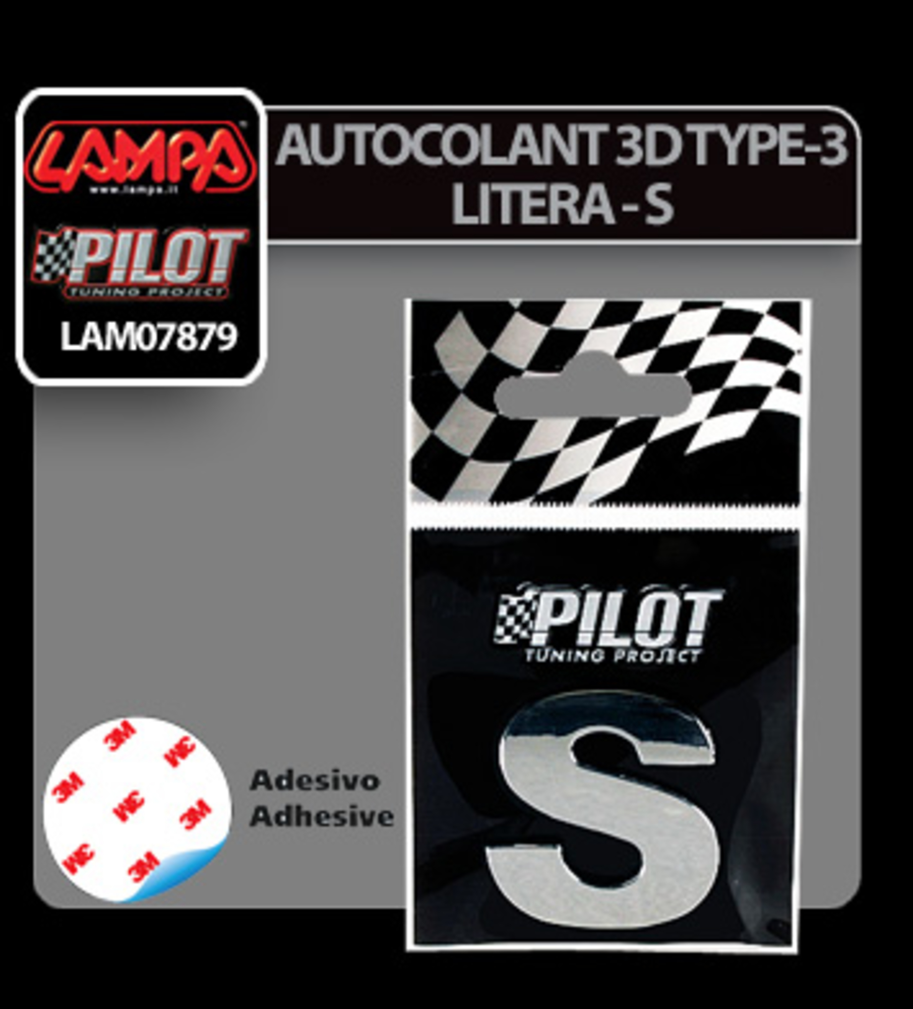 Autocolant 3d crom type-3 (28mm) litera - s