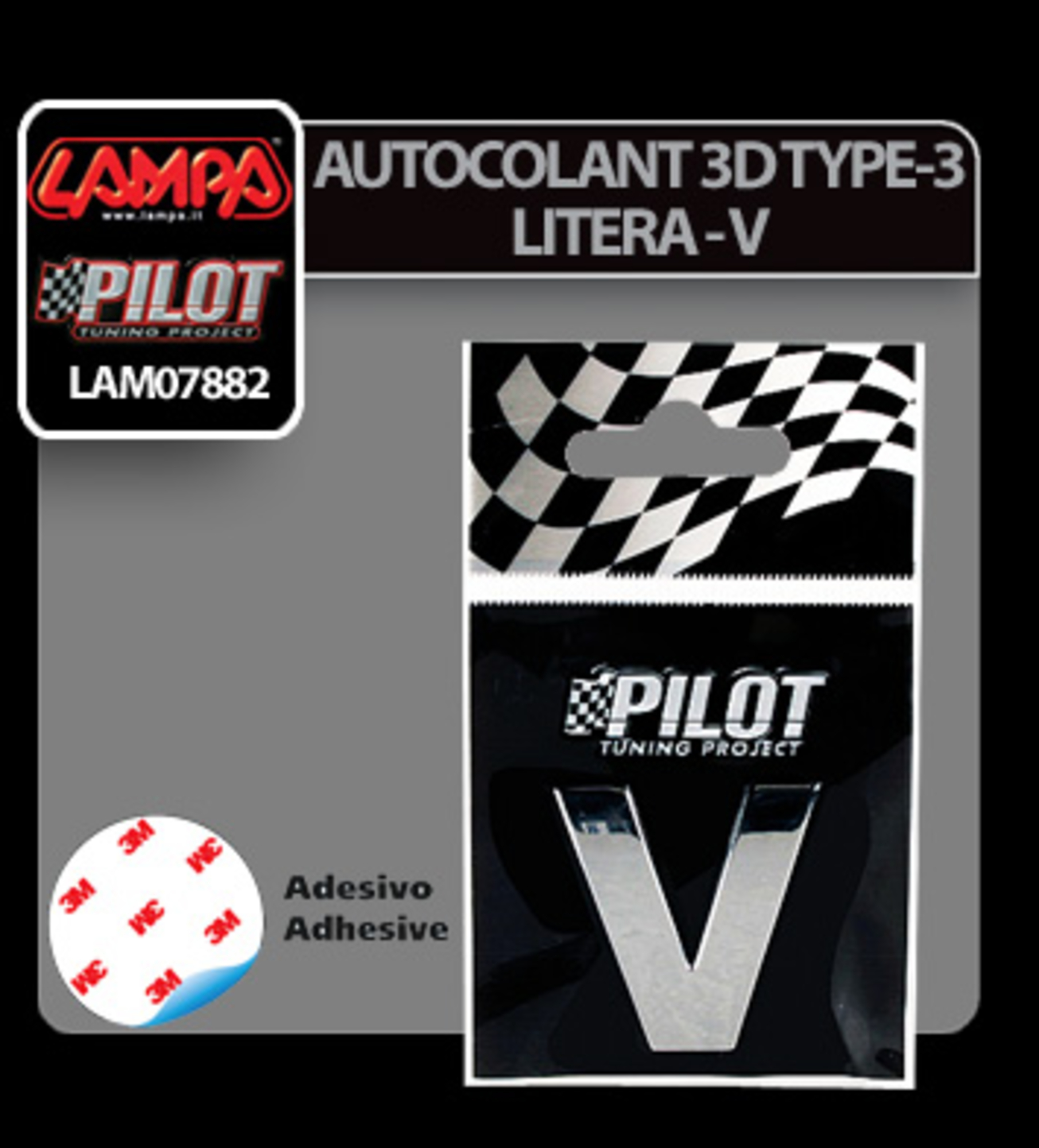 Autocolant 3d crom type-3 (28mm) litera - v