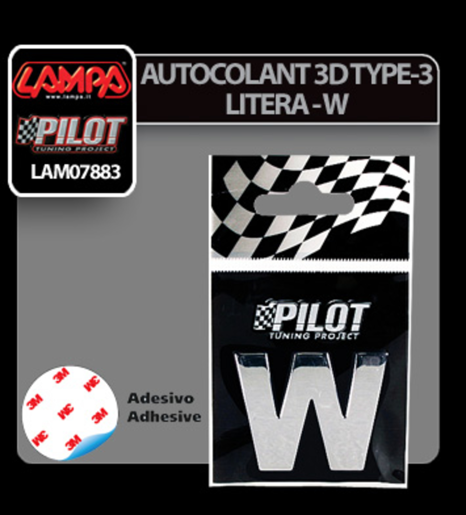 Autocolant 3d crom type-3 (28mm) litera - w