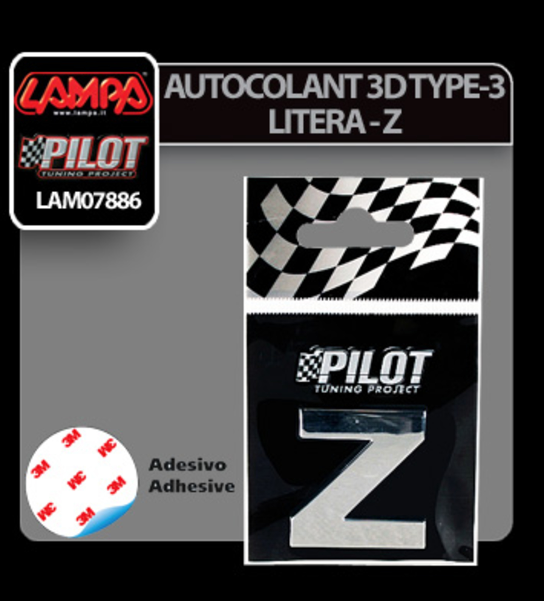 Autocolant 3d crom type-3 (28mm) litera - z