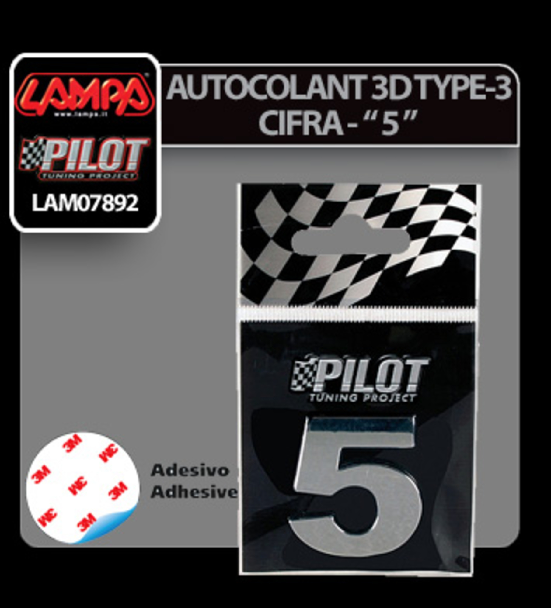 Autocolant 3d crom type-3 (28mm) cifra -