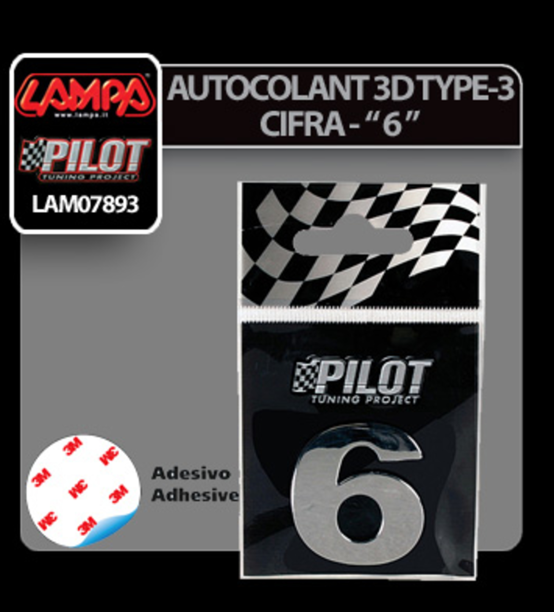 Autocolant 3d crom type-3 (28mm) cifra -