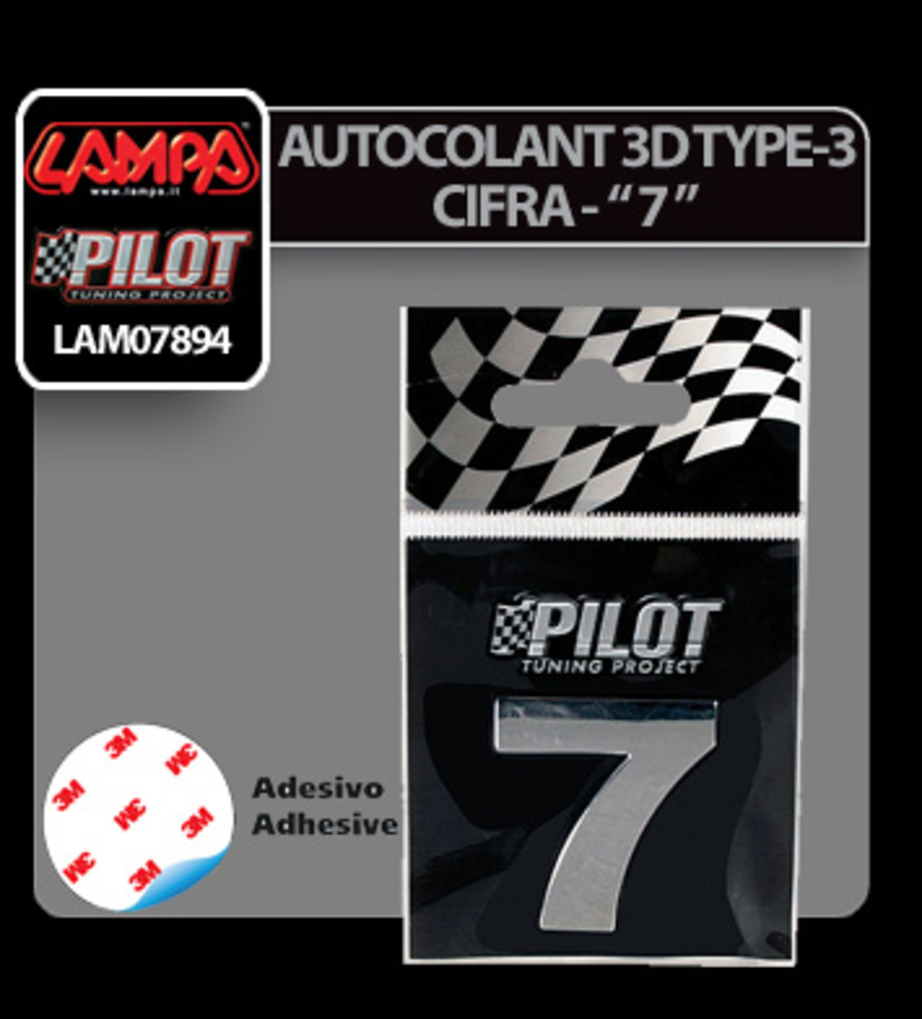 Autocolant 3d crom type-3 (28mm) cifra -