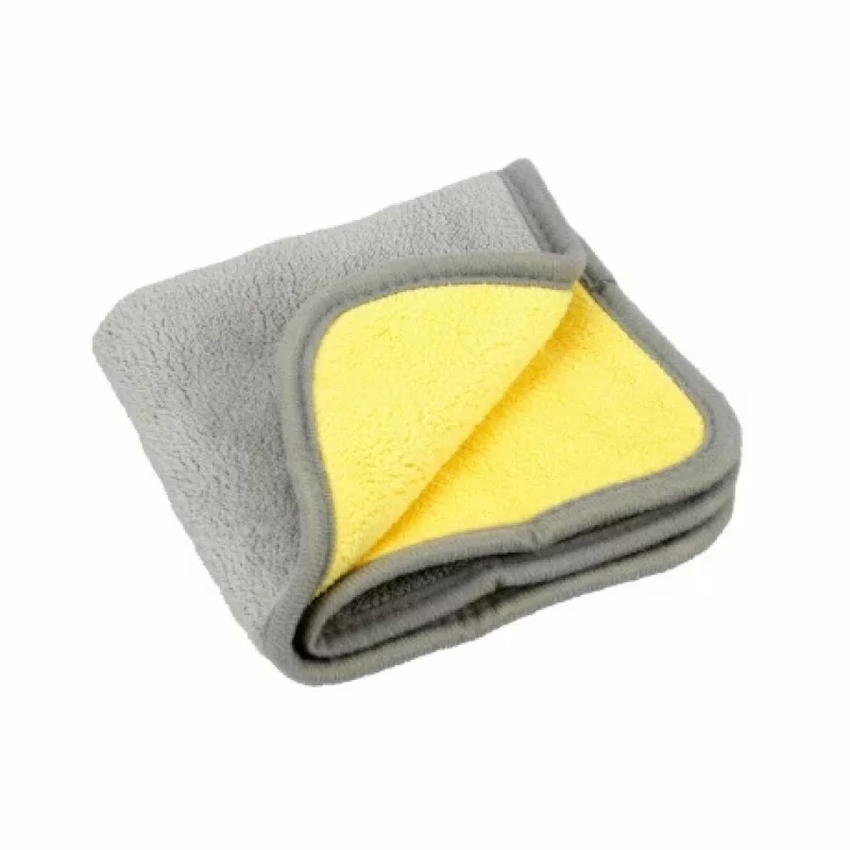 Laveta microfibra cu fata dubla premium quality - 30x30 cm - gri/galben