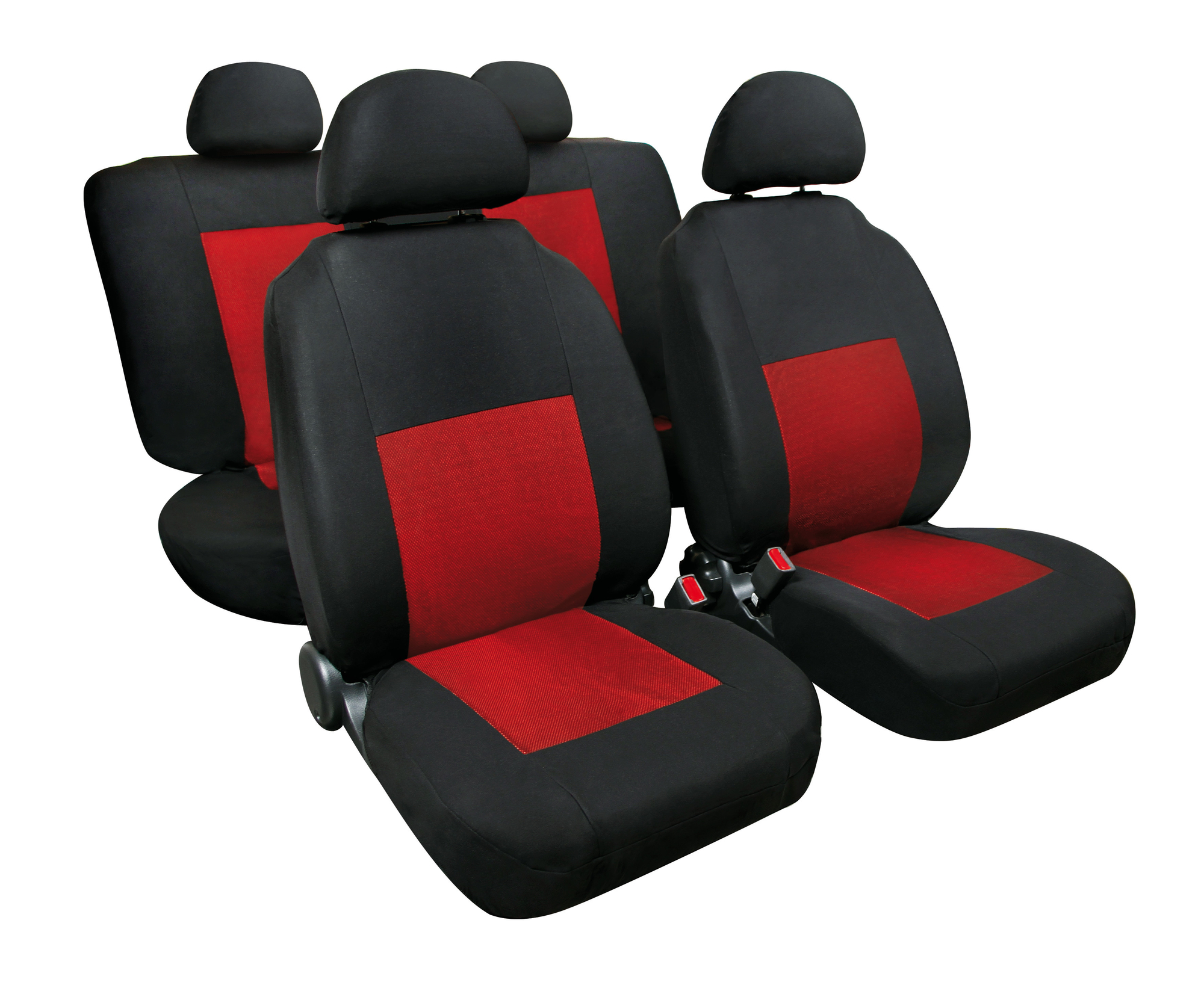 Huse scaun sport 8buc jacquard high-quality - rosu/negru