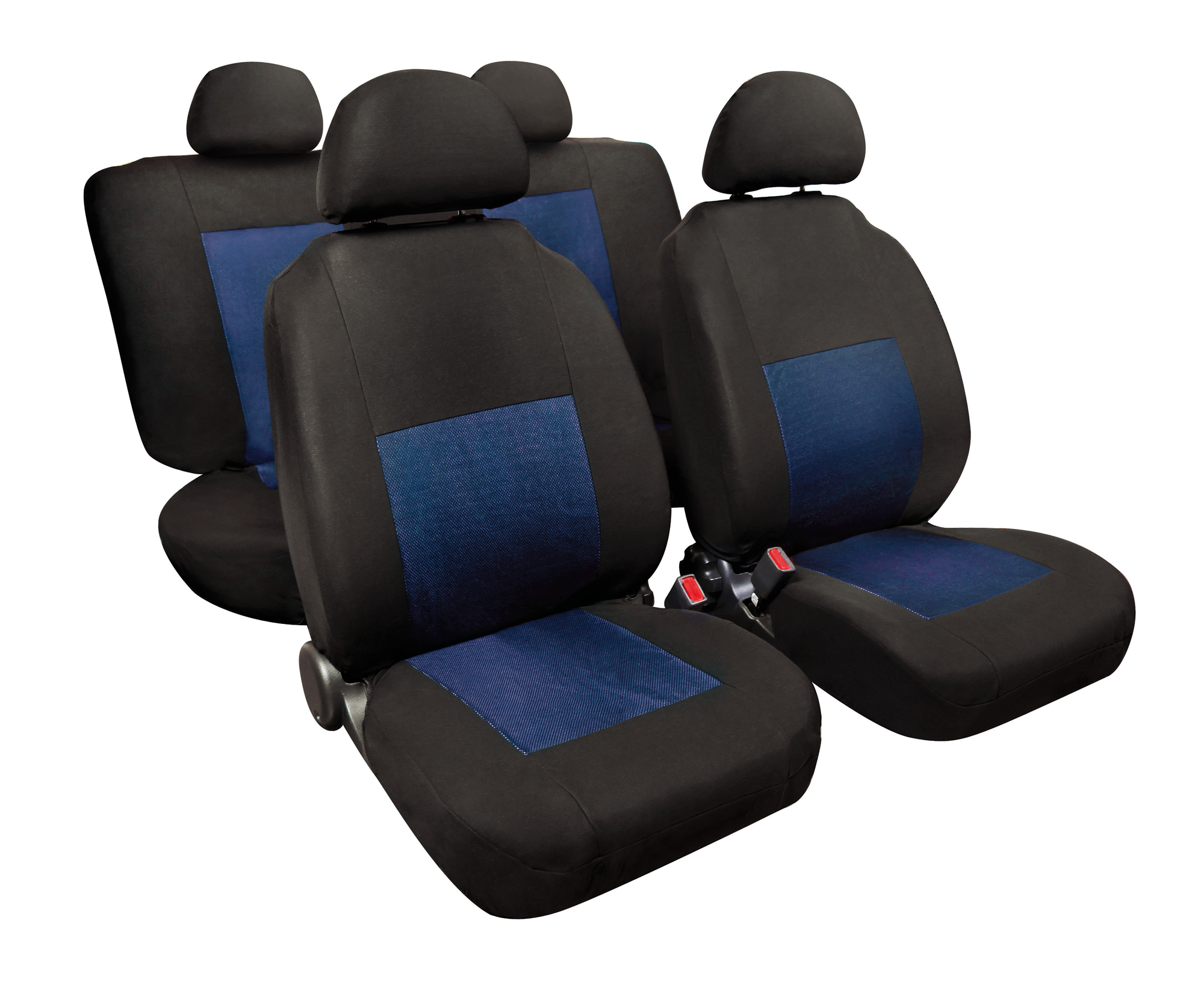 Huse scaun sport 8buc jacquard high-quality - albastru/negru