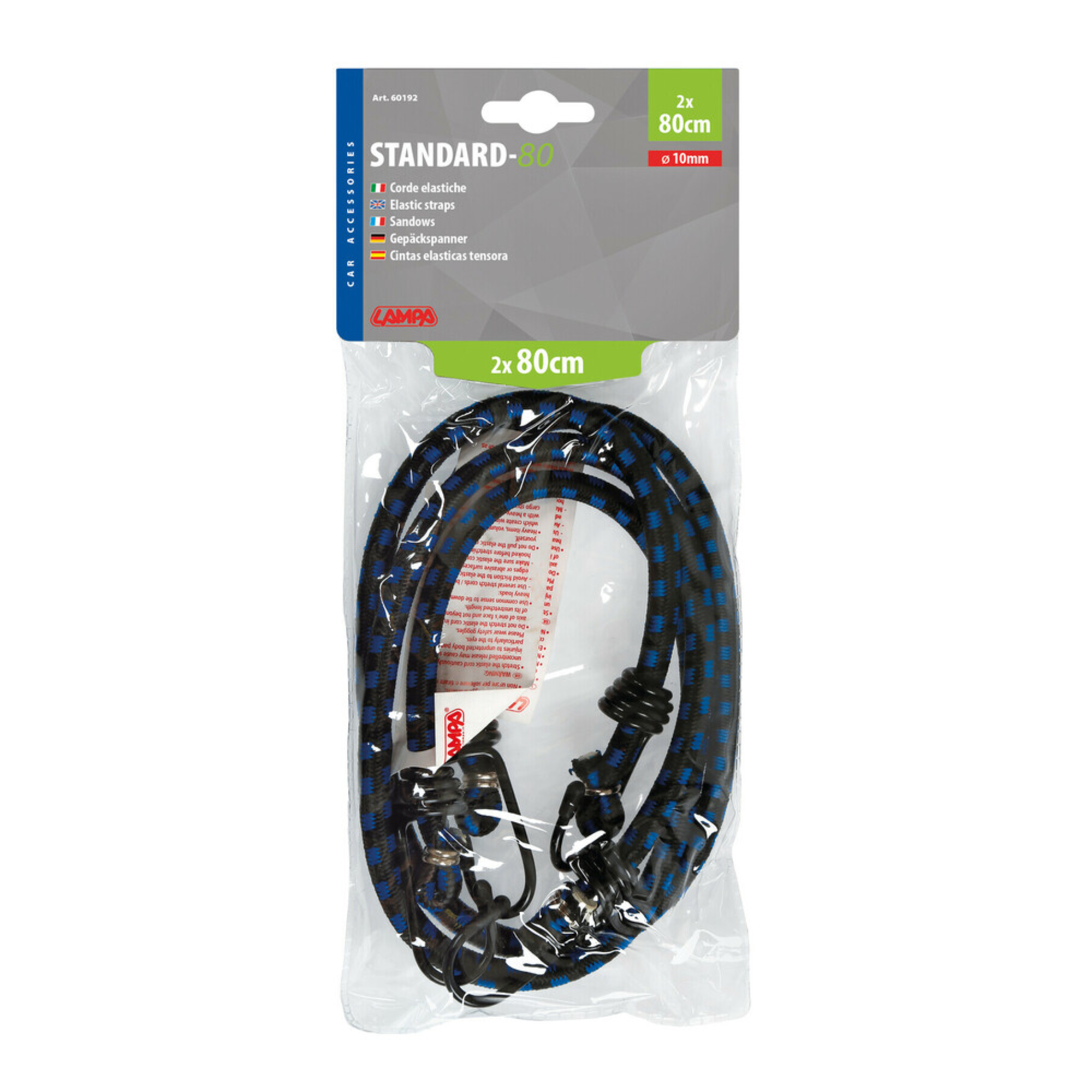 Cordon cauciucat standard 2buc - Ø10mm - 80cm