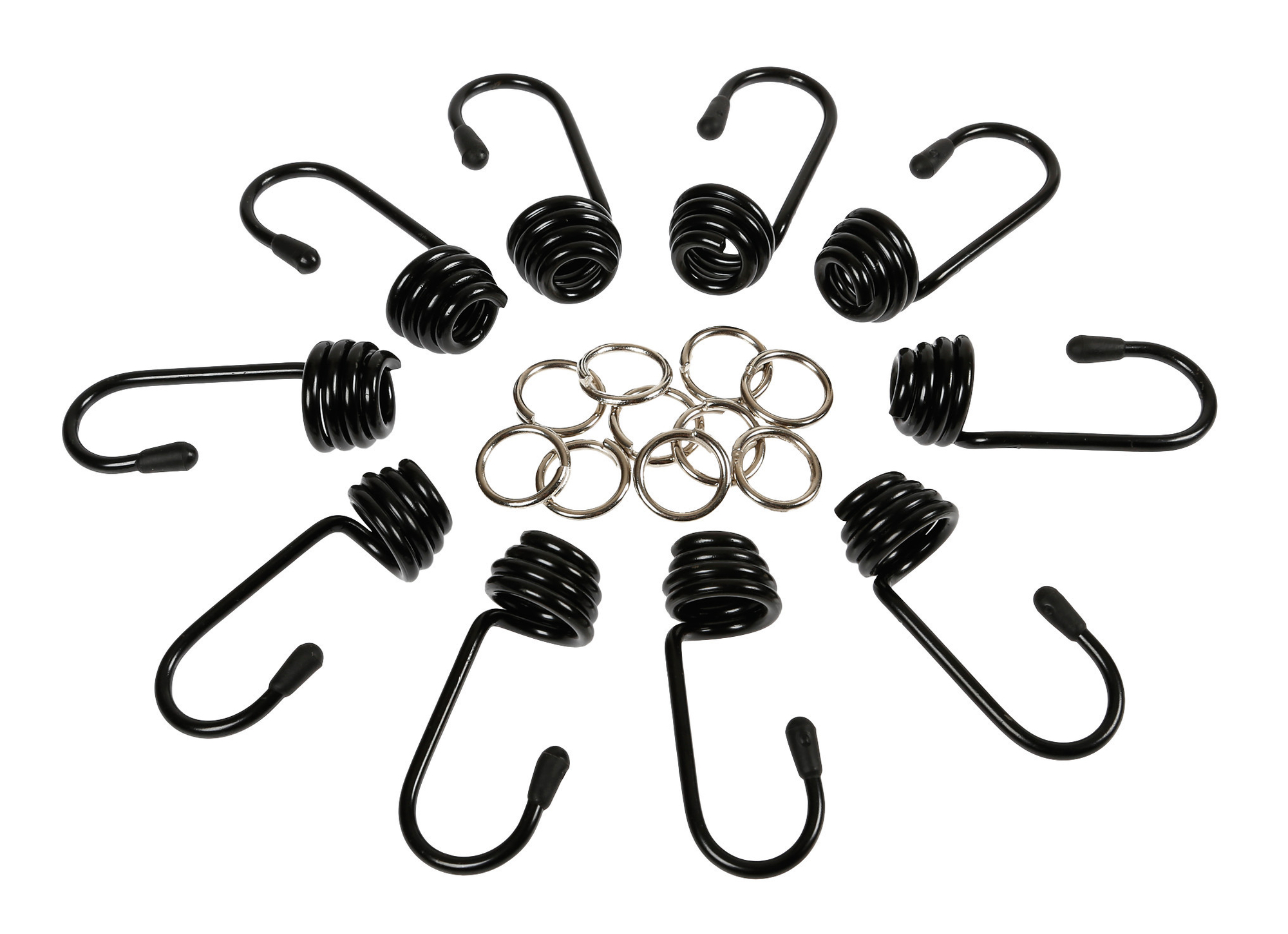Set carlige si cleme fixare metal 10buc pt cordon cauciucat Ø10mm