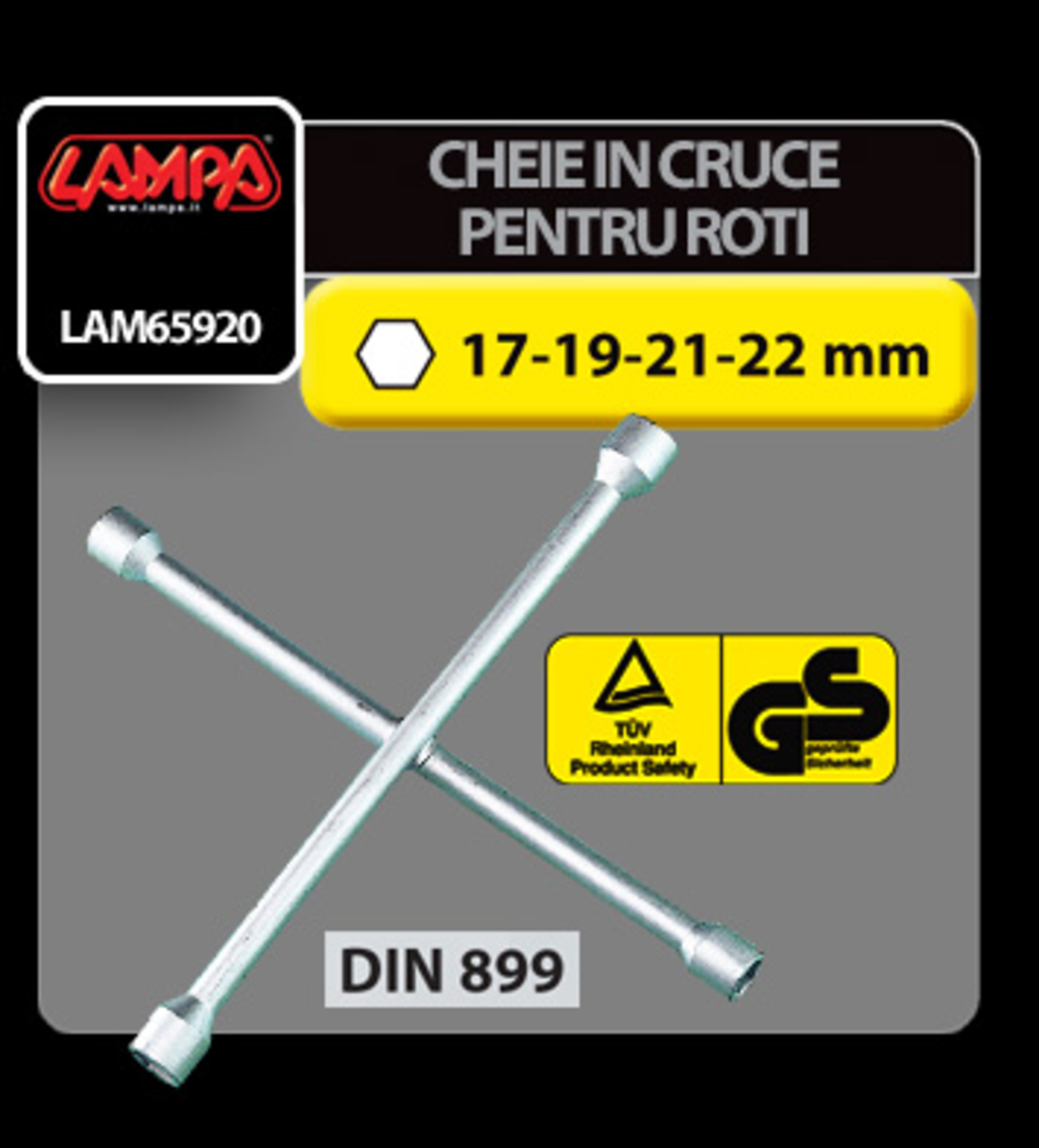 Cheie in cruce pentru desurubat prezoane roti 17-19-21-22mm lampa