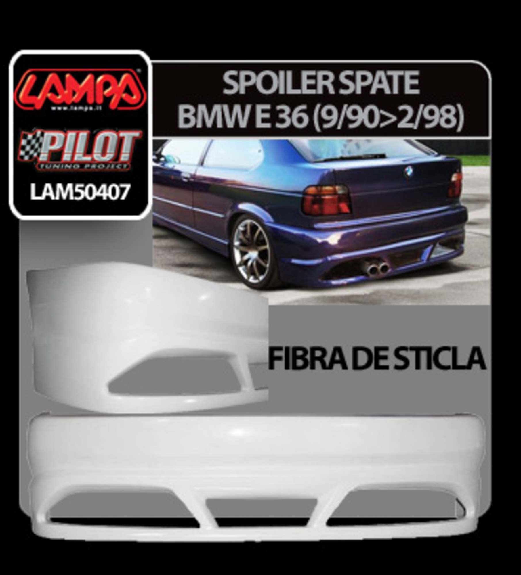 Spoiler spate bmw e36 compact (9/90-2/98)