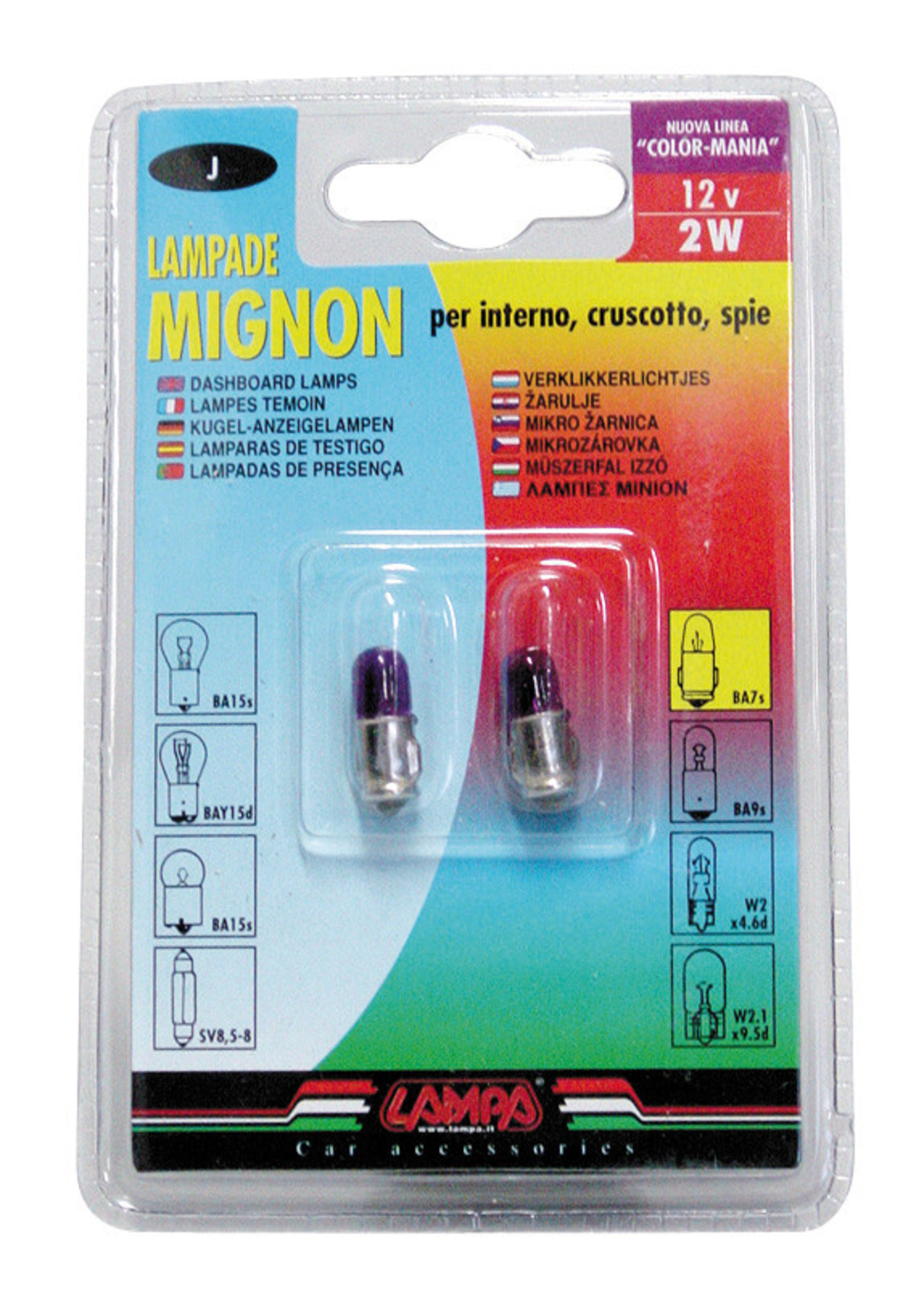 Bec clasic 2w 12v iluminat bord soclu metal ba7s 2buc - violet