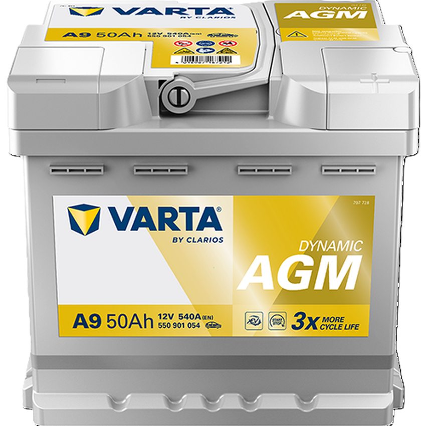 Acumulator varta automotive agm 12v 50ah 540a a9 207x175x190 + dr